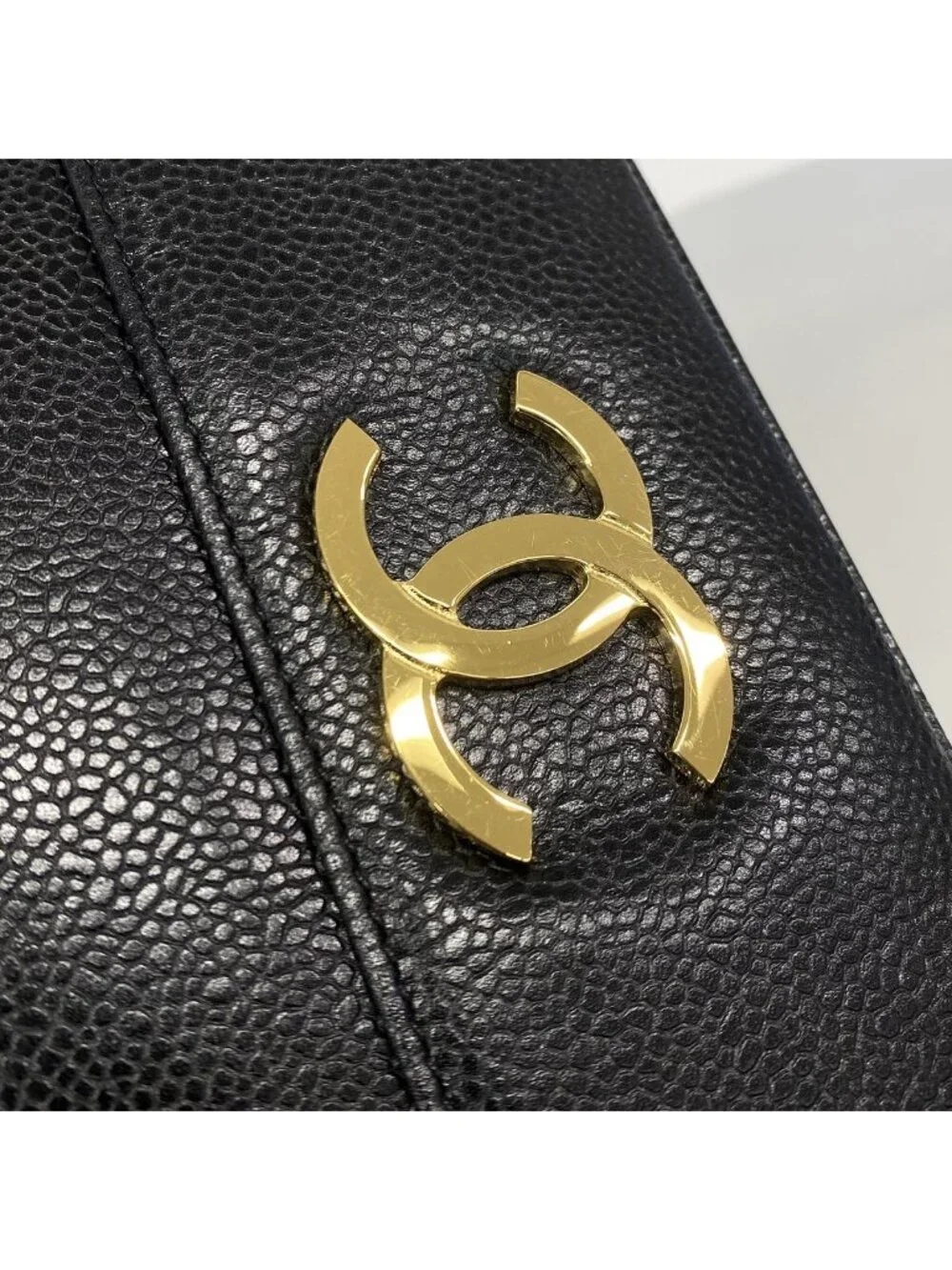Chanel Shoulder Bag Triple Coco Caviar Leather Black Gold